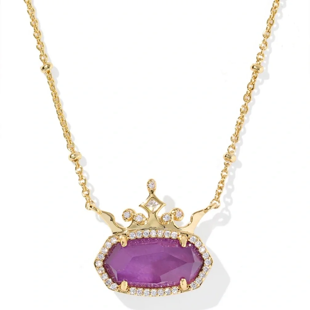 Disney | Kendra Scott Elisa Princess Short Gold Pendant in Mauve Mother-of-Pearl